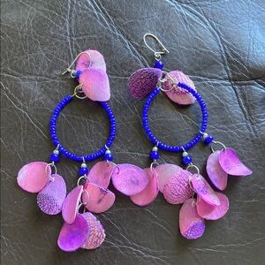Vibrant Pink and Blue Dangle Earrings